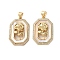 Brass Micro Pave Cubic Zirconia Pendants, with Shell, Flower Charms, Rack Plating, Lasting Plated, Cadmium Free & Lead Free, Real 18K Gold Plated, 25x16.5x4.5mm, Hole: 4.5x3.5mm