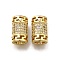 Brass Micro Pave Clear Cubic Zirconia European Beads, Large Hole Beads, Column, Long-Lasting Plated, Rack Plating, Lead Free & Cadmium Free, Real 18K Gold Plated, 12x7mm, Hole: 4.5mm