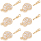 6Pcs Brass Micro Pave Clear Cubic Zirconia Box Clasps, Heart, Real 18K Gold Plated, 15.5x9x7mm, Hole: 1.4mm and 1.2mm