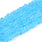 Frosted Transparent Glass Beads Strands, Triangle, Sky Blue, 3~3.5x4~4.5x4~4.5mm, Hole: 0.8mm, about 121~131pcs/strand, 14.37~15.35 inch(36.5~39cm)