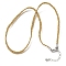 3.5MM Polyester Metallic Cord Braided Cord Necklace Making, with Brass Findings and 202 Stainless Steel Lobster Claw Clasps, Long-Lasting Plated, Rack Plating, Stainless Steel Color, Goldenrod, 16.14 inch(41cm)~18.11 inch(46cm)