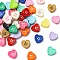 Baking Painted Opaque Acrylic Beads, Heart Button, Mixed Color, 11x12x5mm, Hole: 2mm