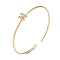 Rack Plating Brass Micro Pave Clear Cubic Zirconia Letter Open Cuff Bangles, Torque Bangles for Women, Real 18K Gold Plated, Lead Free & Cadmium Free, Letter N, Inner Diameter: 1-7/8x2-1/4 inch(4.8x5.8cm)