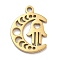 304 Stainless Steel Pendants, Laser Cut, Moon Phase Charm, Real 18K Gold Plated, Hamsa Hand, 13x9.5x1mm, Hole: 1.2mm