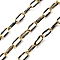 304 Stainless Steel Enamel Cable Chains, Soldered, with Spool, Ion Plating(IP), Real 18K Gold Plated, Black, 6.5x3x0.5mm, about 32.81 Feet(10m)/Roll