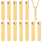12Pcs 304 Stainless Steel Pendants, Rectangle Charm, Golden, 28x4x4mm