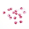 Handmade Lampwork Charms, with Glitter Powder, Petal, Cerise, 15.5x15x3.5mm, Hole: 1.4mm