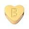 Ion Plating(IP) Tarnish Resistant 304 Stainless Steel Beads, Heart with Letter, Golden, Letter B, 7x8x3mm, Hole: 2mm