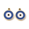 304 Stainless Steel Charms, with Enamel, Evil Eye Charms, Real 14K Gold Plated, 13x10.5x2mm, Hole: 1.4mm