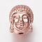 Brass Beads, Buddha Head, Rose Gold, 11x9x8.5mm, Hole: 1.5mm