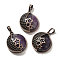 Natural Amethyst Pendants, with Brass Findings, Flat Round, 26.5x23x9mm, Hole: 8x5mm