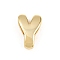Brass Beads, Long-Lasting Plated, Rack Plating, Lead Free & Cadmium Free, Real 18K Gold Plated, Letter Y, 14x9x5mm, Hole: 11x3mm
