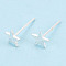 925 Sterling Silver Stud Earrings, Silver, Star, 5.5x5.5mm