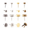 320Pcs 8 Style Iron Brads, Scrapbooking, Photo Album, Embellishment Wedding Supplies, Children Puppy Dolls Decoration, Paper Cards DIY, Mixed Color, 0.8~2x1.5cm, Inner Diameter: 1.2cm, 40pcs/style