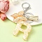 Resin & Acrylic Keychain, with Faux Suede Tassel Pendant & Alloy Findings, Letter R, 9.5cm