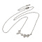 Non-Tarnish 304 Stainless Steel Pendant Necklaces, Flower with Hummingbird, Stainless Steel Color, 21.06 inch(53.5cm)