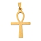 Ion Plating(IP)304 Stainless Steel Pendants, Ankh Cross, Golden, 44.5x27x1.5mm, Hole: 5x9mm