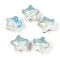 Transparent Resin Enamel Beads, Hand Drawn Beads, Star, with Gold Foil, Light Sky Blue, 18.5x20.5x14.5mm, Hole: 2.2mm