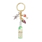 Resin & Glass & Alloy Keychain, with Iron Ring, Wine, Golden, Dark Sea Green, 103.5mm