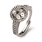 Round Brass Micro Pave Clear Cubic Zirconia Adjustable Ring Settings, For Half Drilled Beads, Cadmium Free & Lead Free, Rack Plating, Long-Lasting Plated, Platinum, Tray: 10mm, Pin: 1mm, US Size 7 1/4(17.5mm)