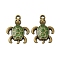 Alloy Enamel Pendants, Tortoise Charms, Antique Bronze, Green, 20.5x15.5x3.5mm, Hole: 1.6mm