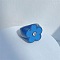 Resin Finger Rings for Women, Flower, with Rhinestone, Dark Blue, Inner Diameter: 17mm