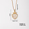 Vintage Brass Pave Clear Cubic Zirconia Religion Heart-shaped Shield Pendant Couple Necklaces, Golden, 15.75 inch(400mm)