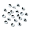 20Pcs Printed Opaque Acrylic Beads, Flat Round with Yin-yang Pattern, Black, 10x5mm, Hole: 1.8mm