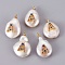 Natural Cultured Freshwater Pearl Pendants, with Brass Cubic Zirconia Cabochons, Long-Lasting Plated, Nuggets with Letter, Colorful, Real 18K Gold Plated, Letter.A, 17~23x13~16x6~11mm, Hole: 1.4~1.6mm
