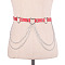 Heart Alloy Curb Chain with Imitation Leather Tassel Waist Chains, Platinum, Red, 1050mm