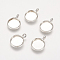 Brass Pendant Cabochon Settings, Plain Edge Bezel Cups, Nickel Free, Silver Color Plated, Tray: 10mm, 12x2mm, Hole: 3mm