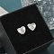 Rack Plating Brass Micro Pave Clear Cubic Zirconia Stud Earrings, Heart, Letter S, 8.5x9.5mm