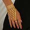 Elegant Middle Eastern Style Brass Coin Link Finger Bracelets for Women, Golden, Inner Diameter: 7-5/8 inch(19.5cm), ring: 5/8 inch(1.6cm)~3/4 inch(1.8cm) Inner Diameter