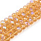 Electroplate Glass Beads Strands, Half Rainbow Plated, Faceted, Rondelle, Peru, 8x6mm, Hole: 1mm, about 60~62pcs/strand, 39~40cm