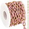 304 Stainless Steel Enamel Cable Chains, Oval, Unwelded, Ion Plating(IP), Golden, Flamingo, 11x8x2mm