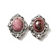 Natural Rhodonite Multi-Strand Links, Flower, with Brass Micro Pave Cubic Zirconia Findings, Rack Plating, Lead Free & Cadmium Free, 21x17.5x9.5mm, Hole: 1.8mm