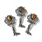 Angel Brass Natural Tiger Eye Pendants, with Jump Ring, Antique Silver, 38x19.5x7.5~9.5mm, Hole: 2x6.5mm