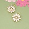 Brass Pendants, Cadmium Free & Nickel Free & Lead Free, with Rhinestone, Real 18K Gold Plated, Flower, 20.5x16.5x4mm, Hole: 1.8mm
