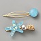 Snap Hair Clips, with Resin Starfish and Shell, Sky Blue, 78x20.5x12.5mm