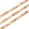 Brass Figaro Chains, Soldered, with Enamel, Rack Plating, Long-Lasting Plated, Lead Free & Cadmium Free, with Spool, Real 18K Gold Plated, Colorful, Link: 4.5x3x1mm and 6x2x1mm