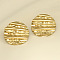 Stylish Oval 304 Stainless Steel Stud Earrings, Fold Charm, Golden, 21x22mm