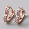 Brass Hoop Earrings, Heart, Rose Gold, 14.5x14x3mm