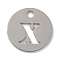 Non-Tarnish 304 Stainless Steel Pendants, Stainless Steel Color, Flat Round with Letter, Letter X, 19x1.2mm, Hole: 2.5mm