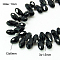 Crystal Glass Beads Strands, Top Drilled Beads, Faceted, Teardrop, Black, 13x6mm, Hole: 1mm, about 90~95pcs/strand, 16~18 inch