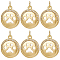 10Pcs Brass Micro Pave Cubic Zirconia Pendants, Real 18K Gold Plated, with Jump Ring, Flat Round with Paw Print Charms, Clear, 18.5x15.5x5mm, Jump Ring: 5x0.8mm, Inner Diameter: 3.2mm