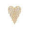 Zinc Alloy Micro Pave Clear Cubic Zirconia Heart Brooches, Golden, 42x28.5mm