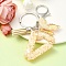 Resin & Acrylic Keychain, with Faux Suede Tassel Pendant & Alloy Findings, Letter V, 9.5cm