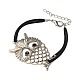 Owl Alloy Rhinestone Multi-strand Bracelets for Halloween BJEW-PJB833-1
