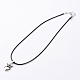 Antique Silver Alloy Heart Waxed Cord Pendant Necklaces NJEW-O087-07-1