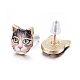 Orecchini a bottone con gattino in lega placcata oro reale 14k EJEW-G148-02G-01-2